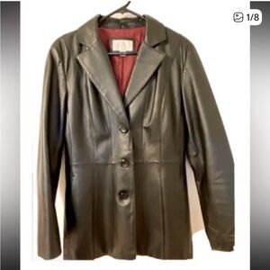 💙Worthington Black Leather Jacket with Red Lining💙